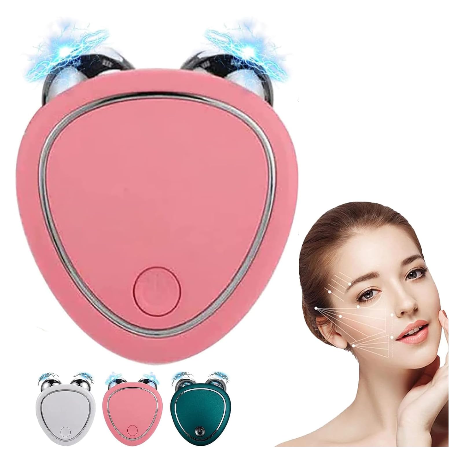 Skindion - Rodillo de dispositivo facial de microcorriente, levanta la cara y aprieta la piel, mini microcorriente USB, rejuvenecimiento, spa para eliminar arrugas faciales, dispositivo de