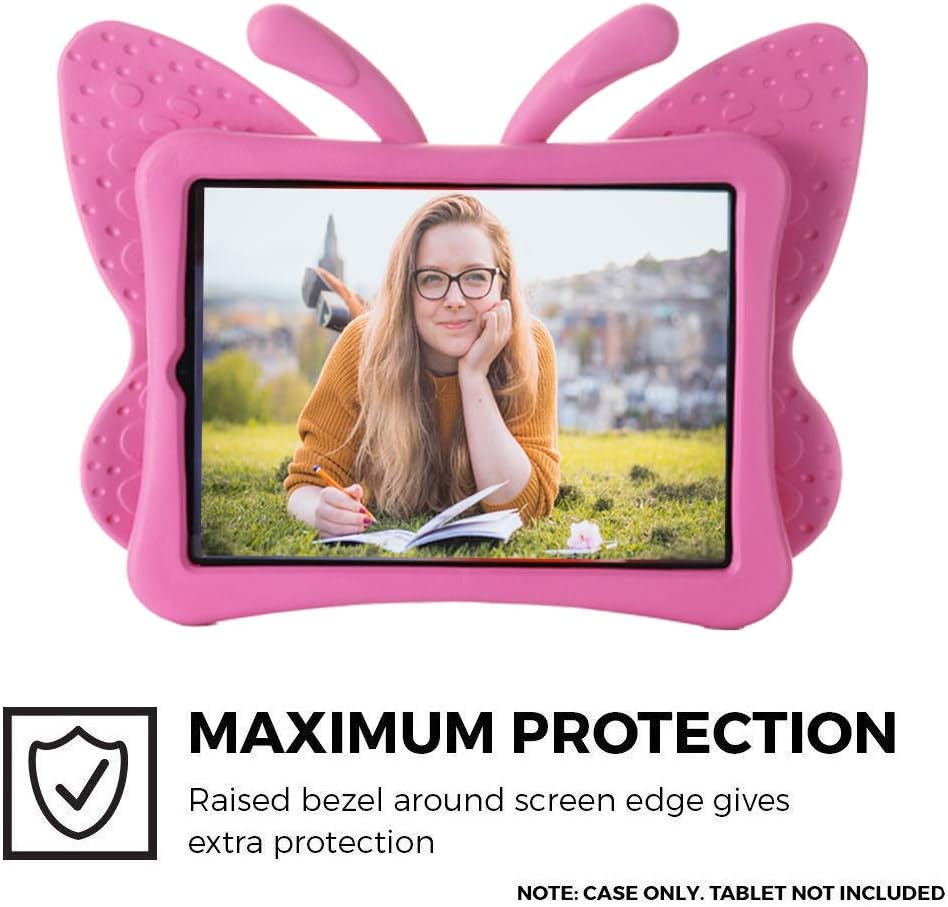 iPad Air 5th /4th Generation Case Kids, iPad Pro 11 inch Case for Girls, Cute Butterfly Shockproof EVA Foam Stand Cover for 11" iPad Pro 2022/2021/2020/2018 and 10.9" iPad Air 2022/2020, Rose