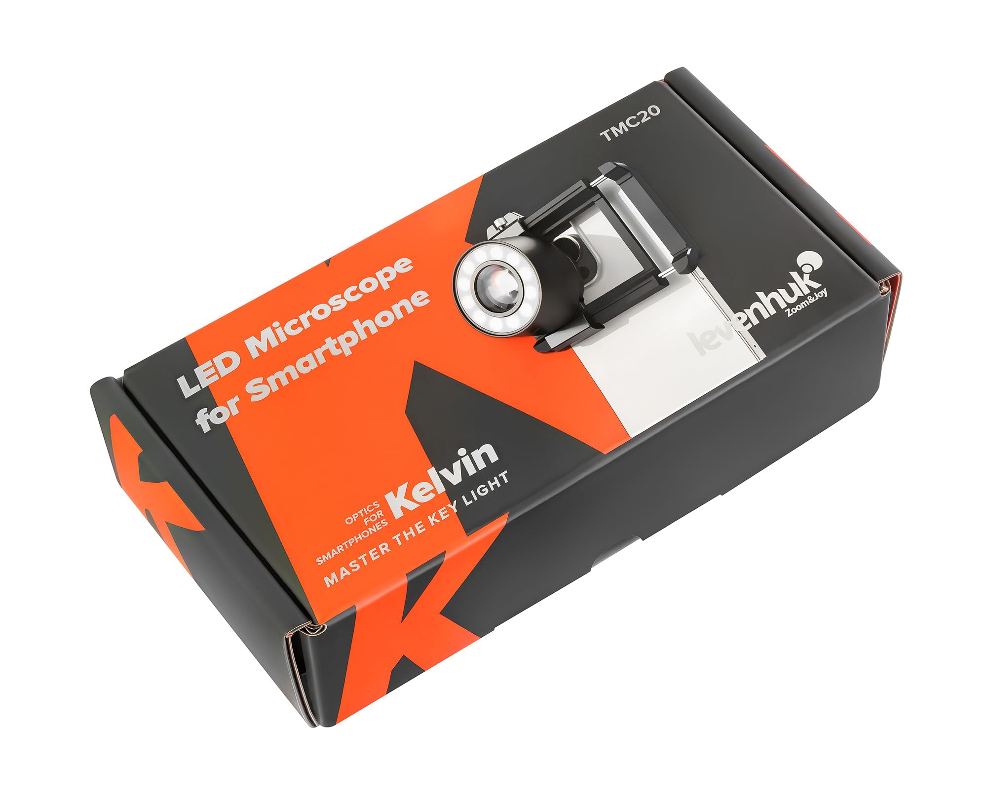 Levenhuk Kelvin TMC20 LED Smartphone-Mikroskop 120x Tragbar mit Clip | FMC-Optik, 19 LED- und UV-Lichtmodi, Scheibenblende, Augenmuschel, USB-C Inklusive