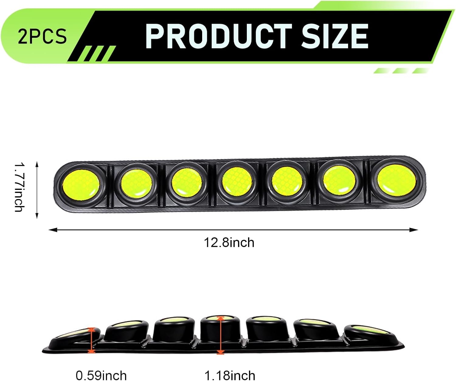 2 PCS Car Front Rear Bumper Guard Strips, Thickened Rubber Car Door Edge Anti-Collision Reflective Decor Trim, Universal Bumper Protector for Most Cars (Green)