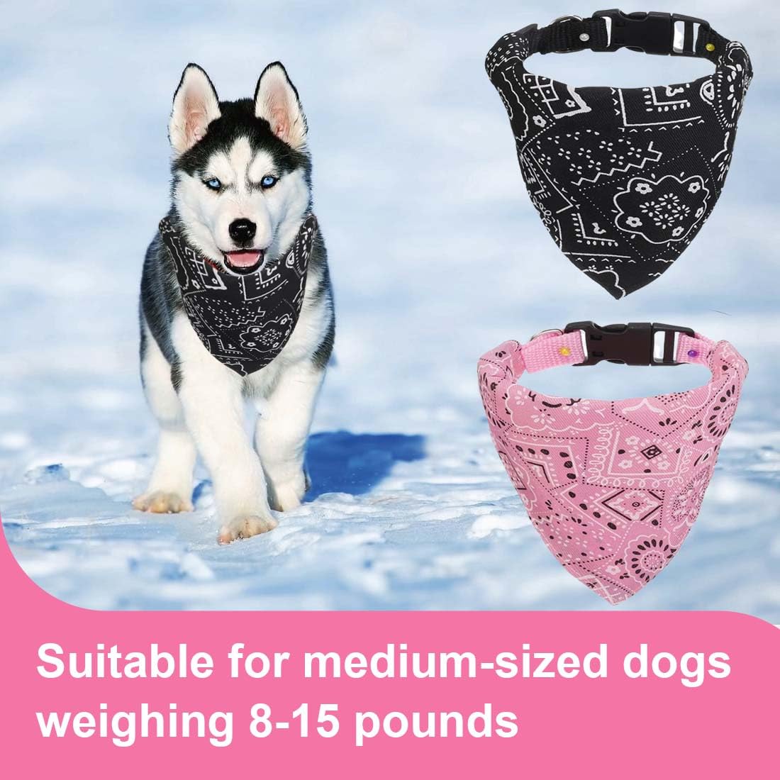 WeddHuis 2 Pezzi Bandana per Cani, Bandana con Collare, Triangolo per Cani, Bandana Regolabile per Cuccioli e Cani di Piccola e Grande Taglia (M)