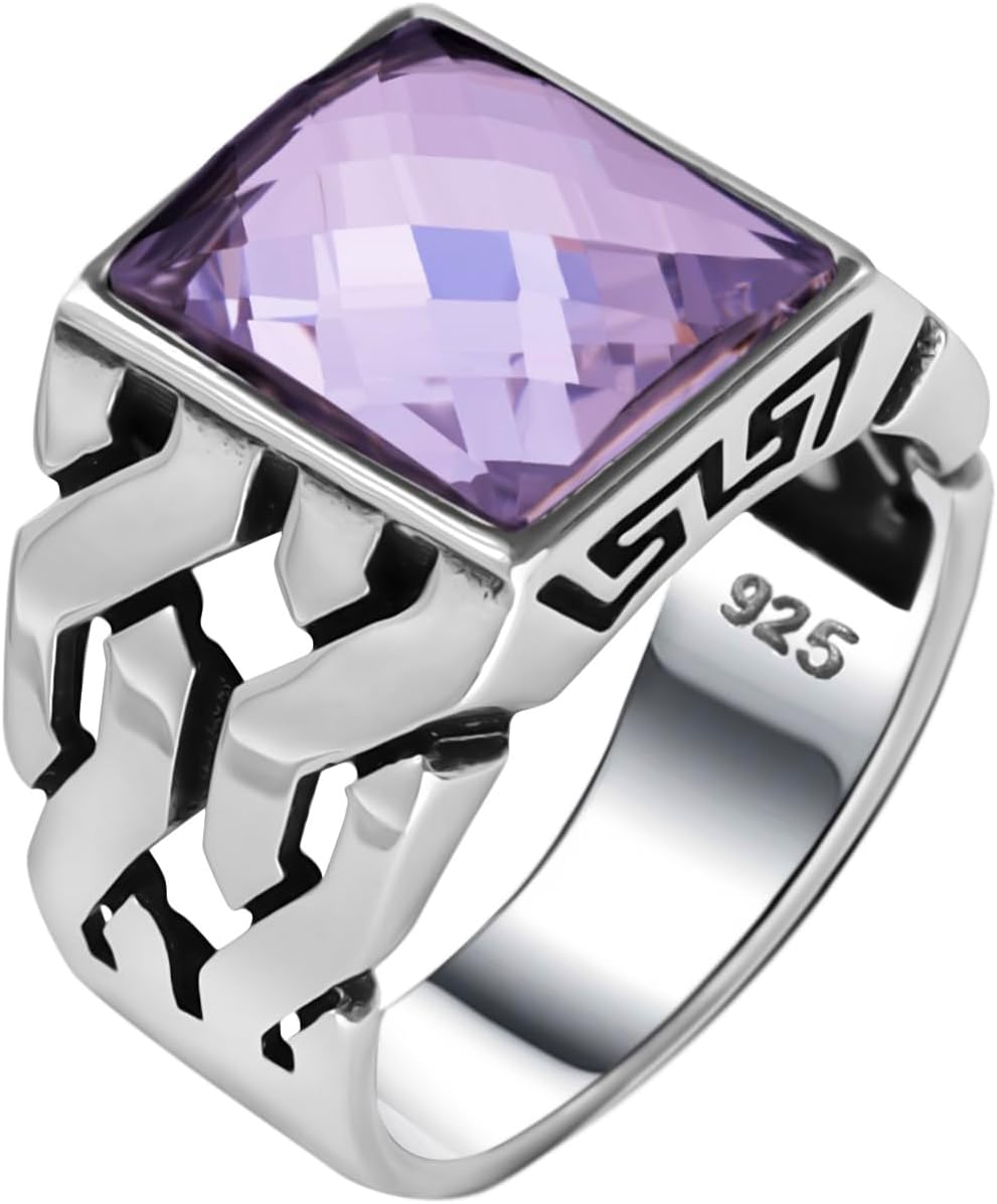 Anillo de plata de ley 925 maciza auténtica, trenzado con eslabones cubanos para hombre.