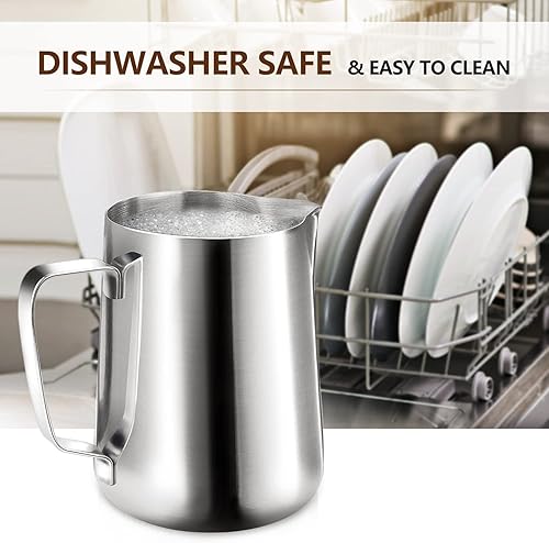 Miniatura 4 de HOOMIL Jarra para Espumar Leche, Jarra de Vaporización de Acero Inoxidable 12oz20oz32oz Taza Jarra Espumadora de Leche Barista para Máquina de