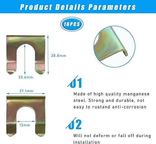 Miniatura 2 de Dickno 16 clips de línea de freno, retenedores de manguera de freno de metal, en forma de U, repuesto de clips de manguera de freno de automóvil,