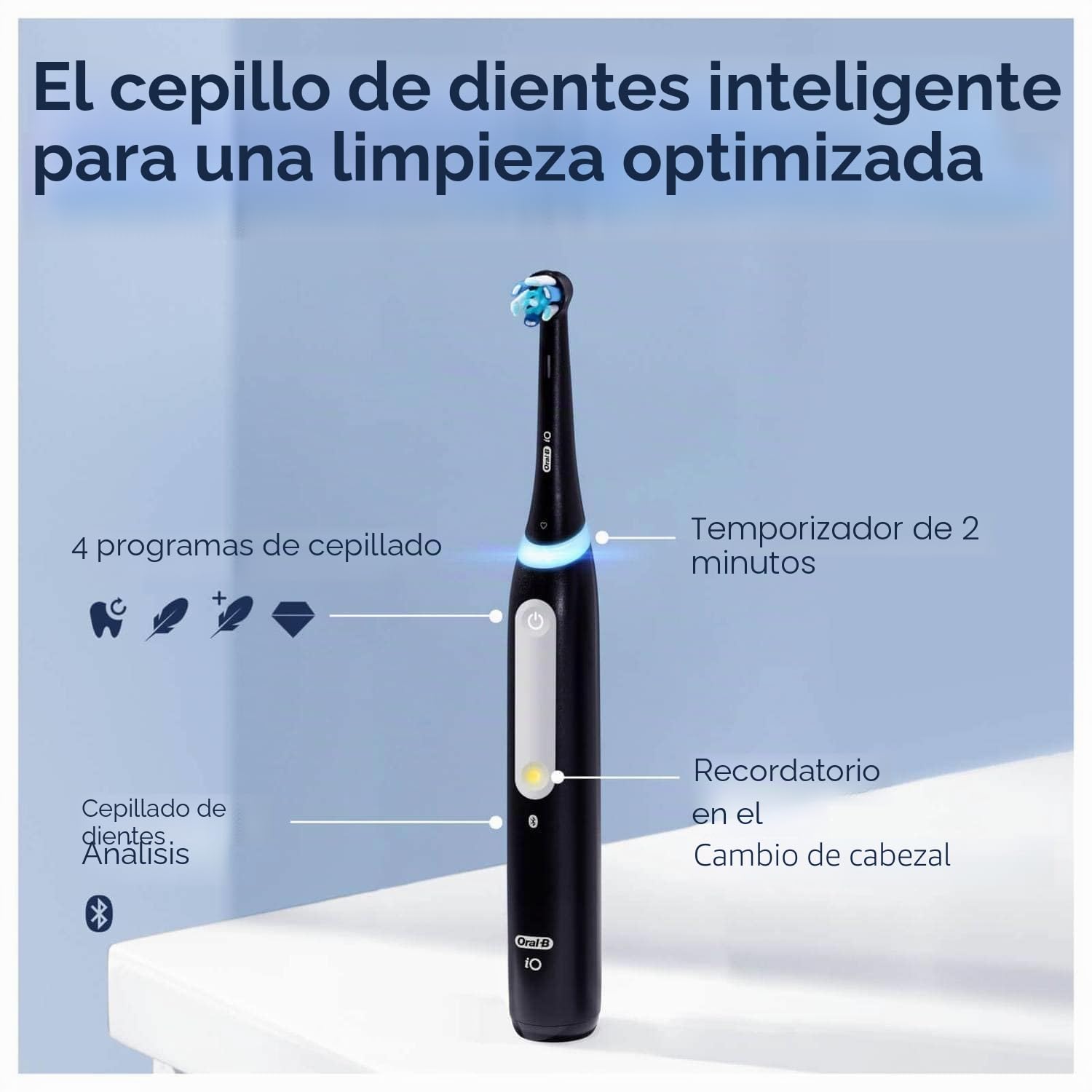Oral-B iO Series 4 - Cepillo de dientes eléctrico, 4 modos de cepillado para cuidado dental, estuche de viaje, negro mate, ganador de la prueba Stiftung Warentest (12/2023)