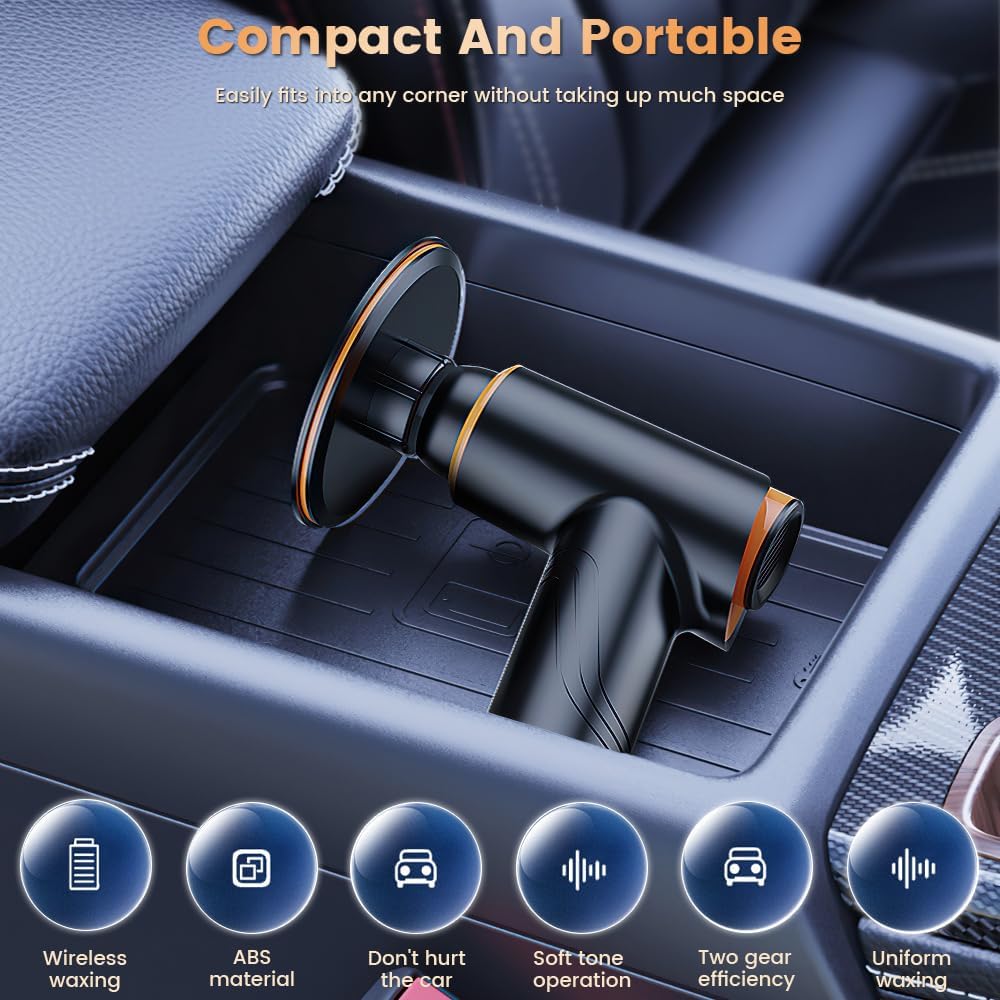 Cordless Car Buffer, Car Waxing Machine with 2 Speeds & Soft Sponge Pad, Auto Polisher Kit for Detailing, Polishing, Sanding and Cleaning with 4000mAh Battery & Lightweight Portable Desig