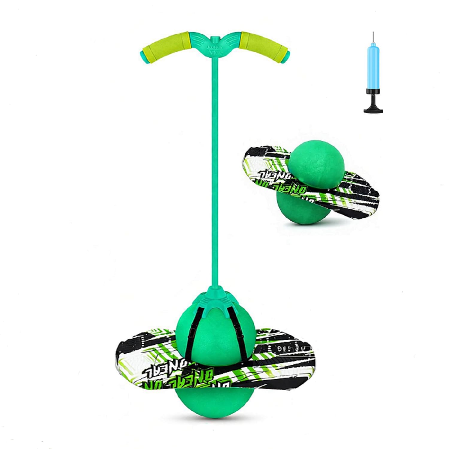 Pogo Ball with Handles for Kids & Adults, Pogo Balance Bounce Ball,Pogo Trick Board for Girls and Boys Ages 6 and up (Green-Colourful)