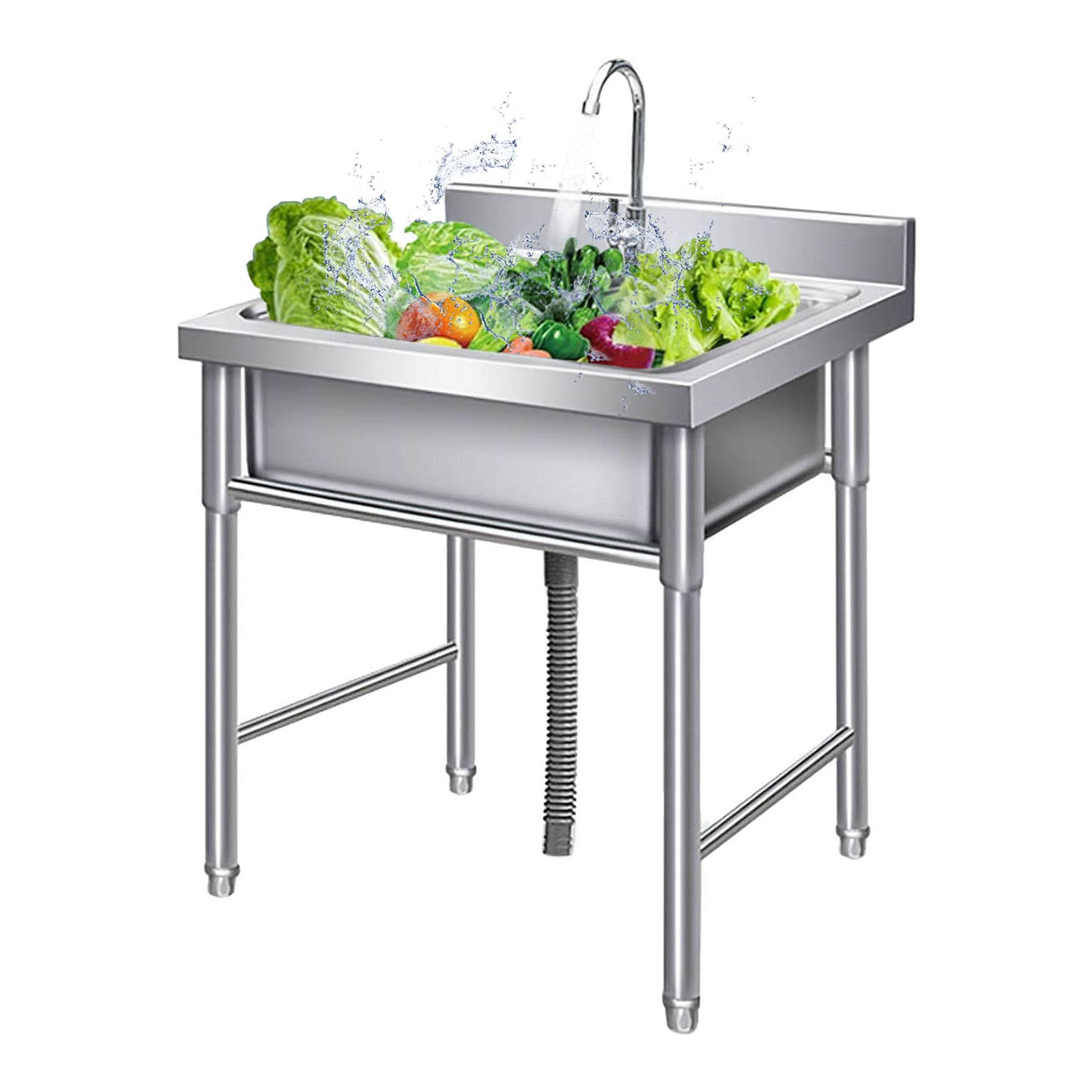 Lavello 304 Spazzolato Lavello Cucina KINKIBOS Acciaio Inox 304 - 35x40cm Con Foro Rubinetto E Troppopieno Lavello Nero 1 Vasca - 9