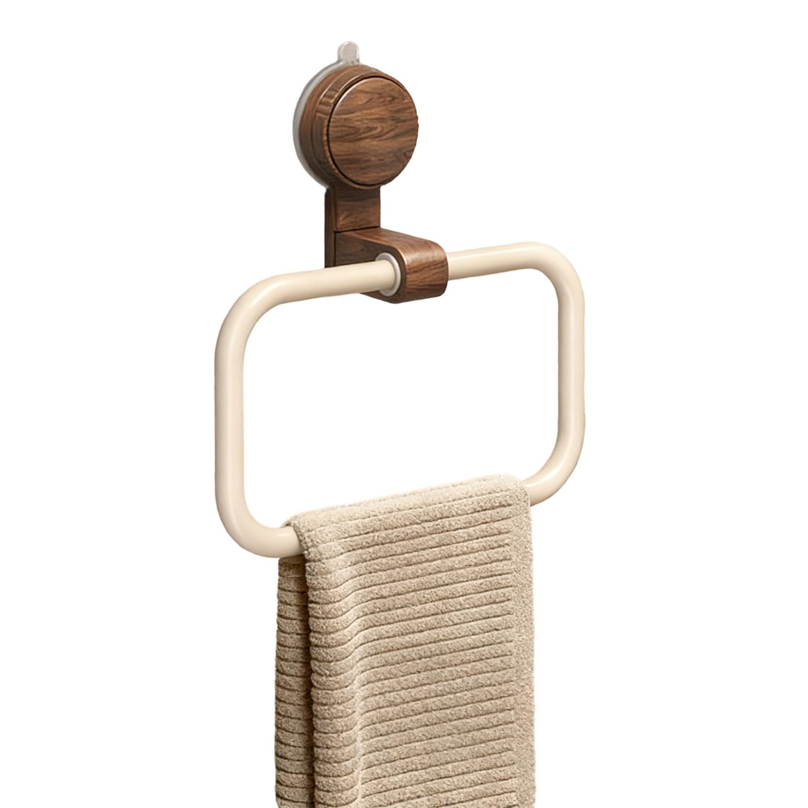 HENYGEN Contemporary Wood Towel Stand with Nonslip Suction Cup Designs Multipurpose Adhesive Fasteners