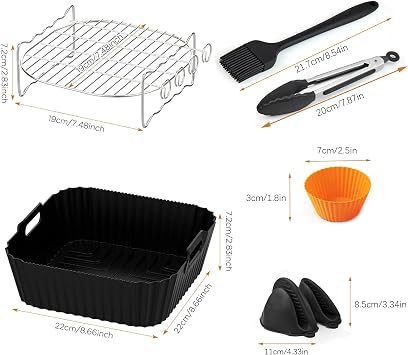 Heißluftfritteuse Zubehör für Ninja Max PRO 62L AF180EU Airfryer Zubehör für COSORI 55L/6L/6.2L/6.5L Silikonform Heißluftfritteuse für Ninja PRO 47L AF140EU BPA-frei