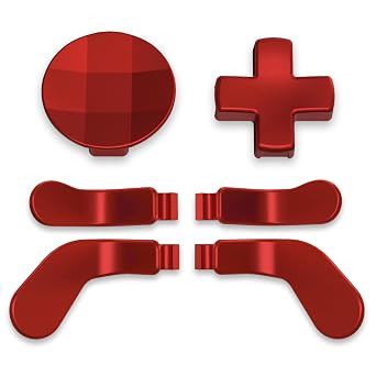 eXtremeRate 6 in 1 Metallic Scarlet Red Magnetic Stainless Steel D-pads Replacement Back Paddles for Xbox Elite , Direction Keys Back Buttons for Xbox Elite & Elite Series 2 Controller