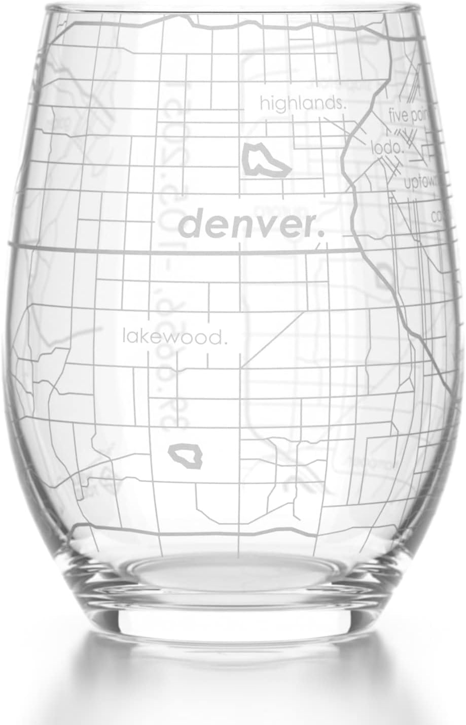 Well Told Engraved Charleston South Carolina Map Stemless Wine Glass, Etched Glassware (15 oz, Clear) City Map Gift, Custom Barware, Gifts for Wine Lovers