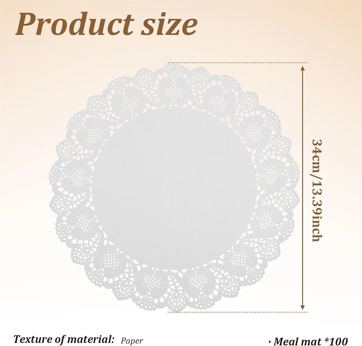 Paper Lace Doilies 100 Pcs Lace Paper Doilies Tables Round Doilies Trays, Dessert Liners Cup Cake Disposable Paper Placemats Cake Packaging Pads(Cowhide)