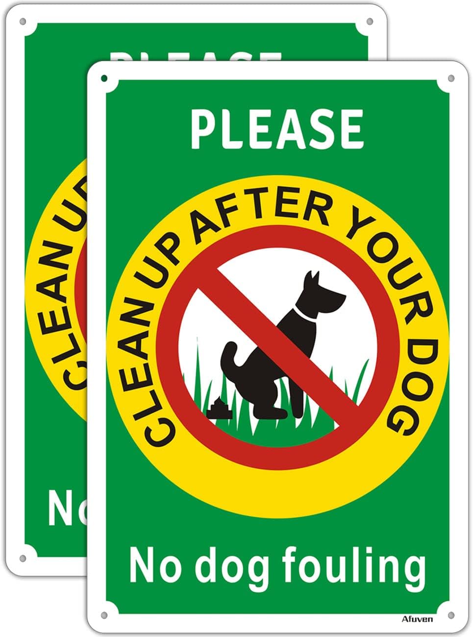 2 Pack No dog fouling Signs Please clean up after your dog Signs Metal ...