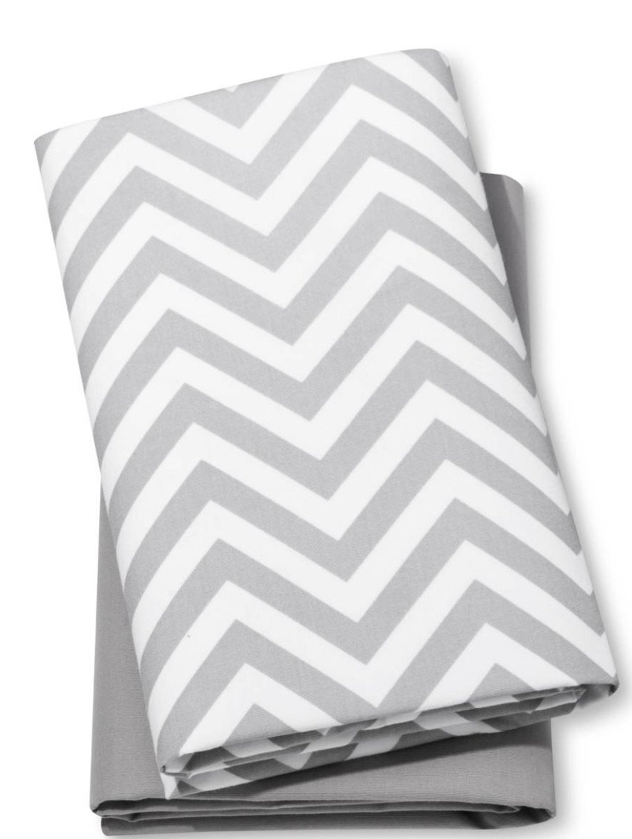 Cloud IslandFitted Baby Play Yard Sheets Chevron & Solid 2pk Grey and White