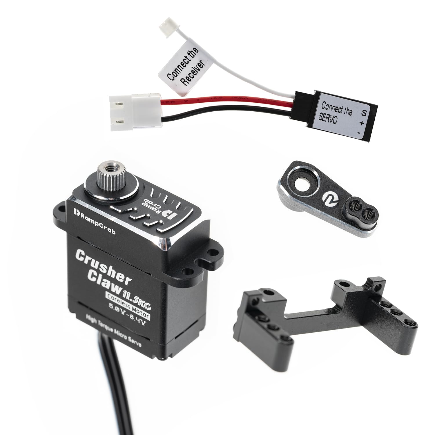 RampCrab Soportes De Correa Límite Para SCX24 AX24 FCX24, Montados En El Servo (el Ancho Del Servo Debe Ser Inferior A 0.945 In) Revestimiento Negro De Latón, 0.18 Oz, Viene Con Banda De Goma