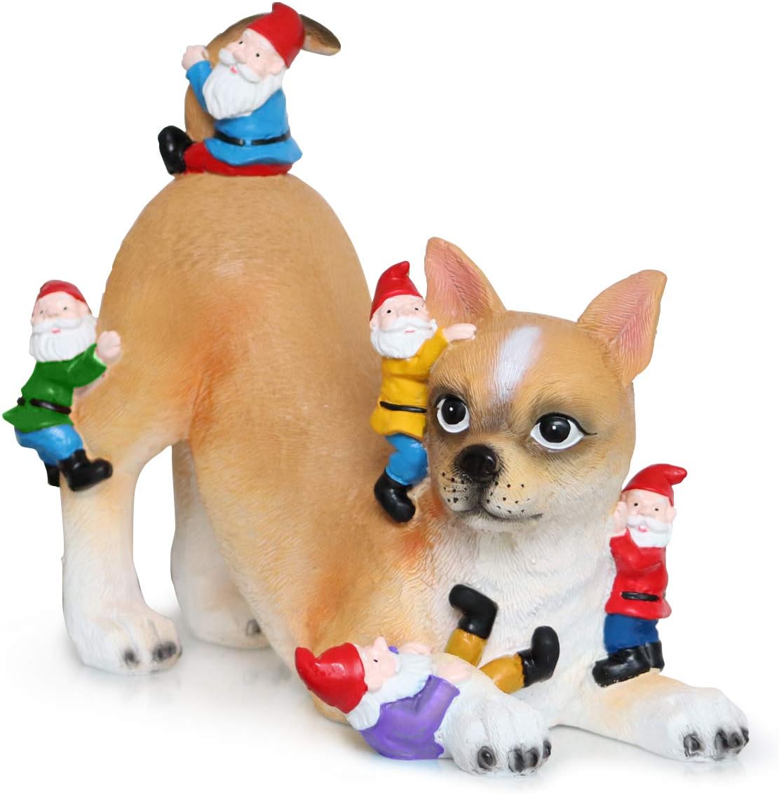 Dakota Arts Cute Dog Garden Gnome Statue Figurine Ornament Large 11" Great Indoor and Outdoor Hand Painted Gift Statue for Home or Office Best Art Decor Garden Gnomes