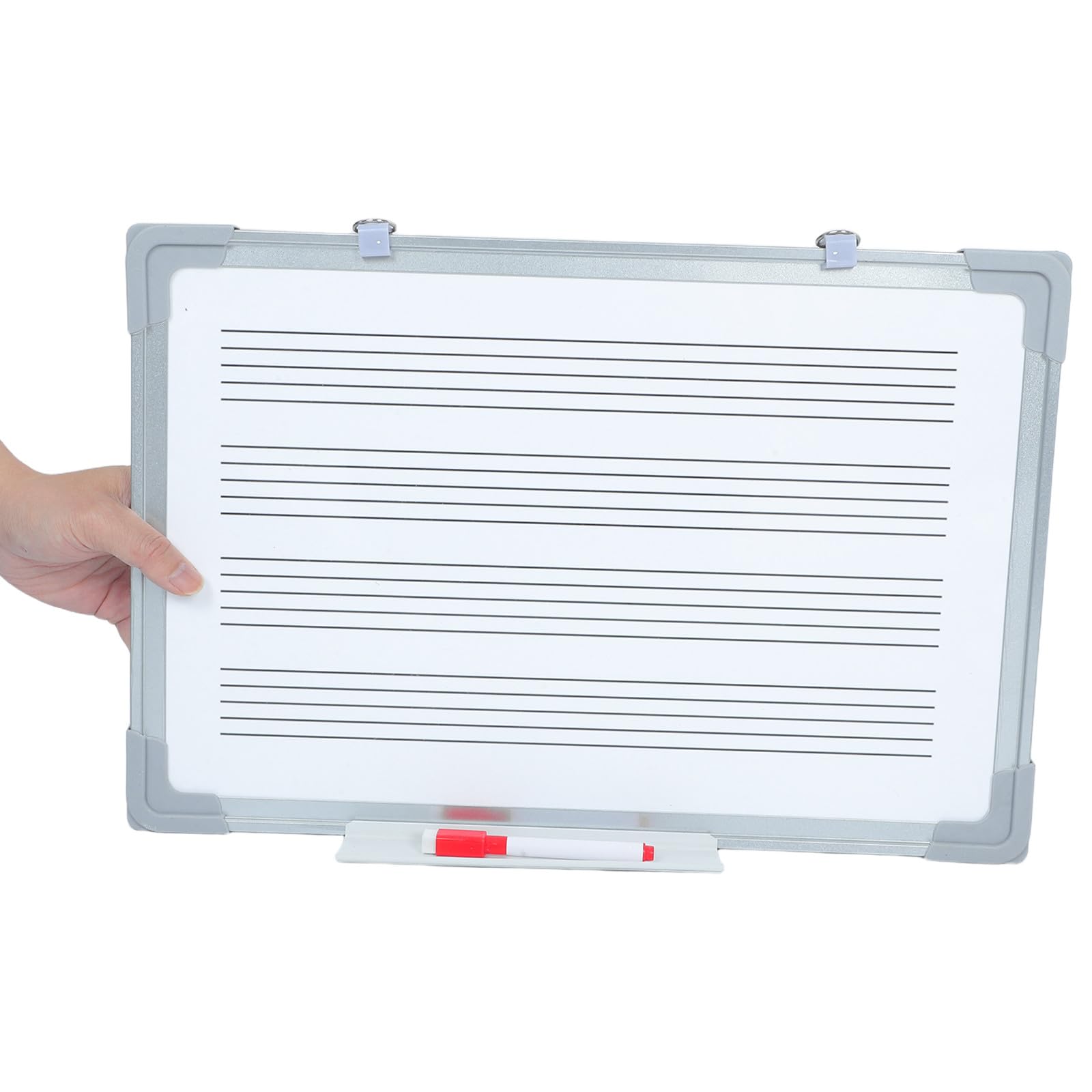 Notentafel – Doppelseitige, trocken abwischbare Tafel für Musiklehrer und Homeschooling – Wandhängende Notentafel mit Haken für den Unterricht
