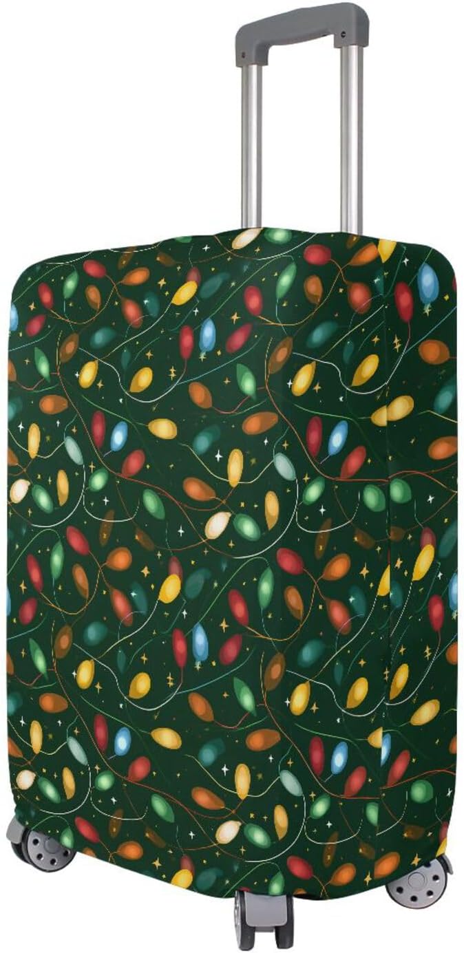 Aslsiy Elastic Fabric Luggage Cover Garland Of Light Bulbs Green (2) Luggage Identification Travel Baggage Protector S