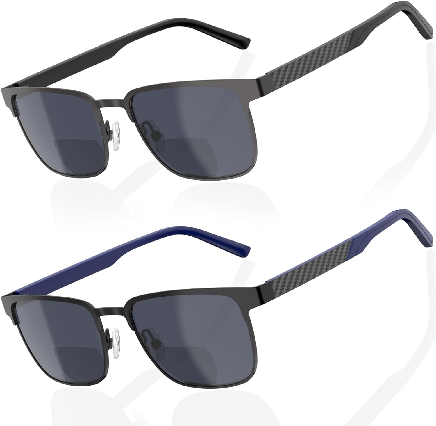 Bifocal Reading Sunglasses Men Stainless Steel Frame TR90 Temple Sun Readers for Driving Zero Top UV400 Metal Hinge