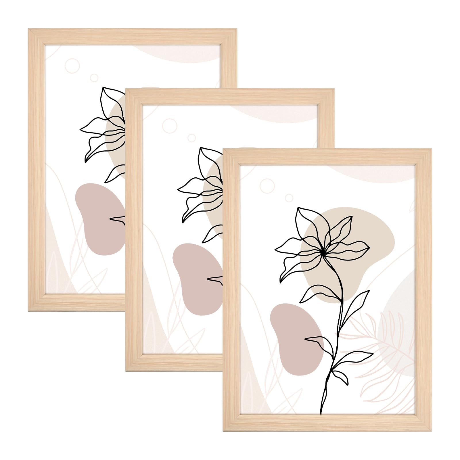 Astralong Natural Wood 3 Pack Wooden Photo Frames A4, A4 Picture Frames 21 X 29,7 Cm, Versatile Wall & Tabletop Frames, A4 Document Frame Wood, Poster Frame Certificate Frame With Plexiglass, Stand & Wall Hooks, Home/Office