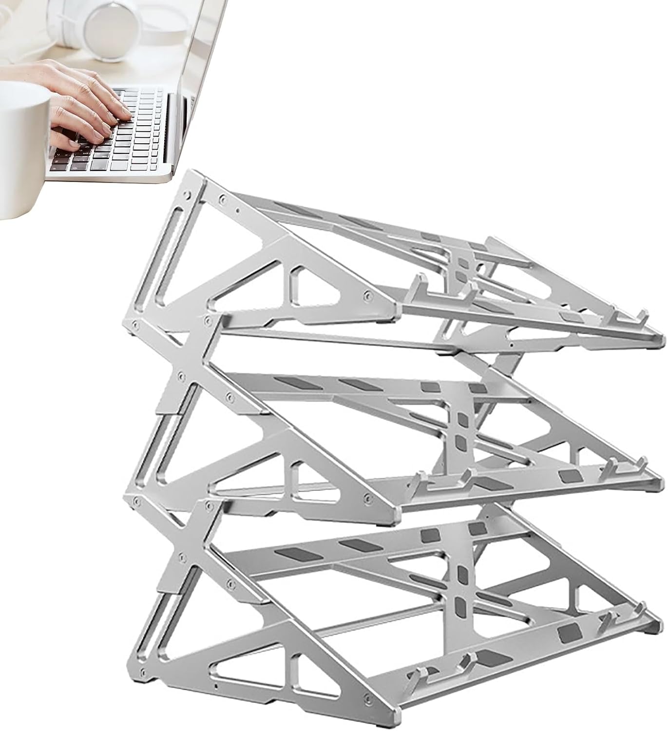 Multi Purpose Keyboard Display Stand, Multi Scene Storage Holder, Space Saving Desktop Organizer, Detachable Structure, for Mechanical Keyboard Tablet Picture Frame Storage(Silver,3 Layer)