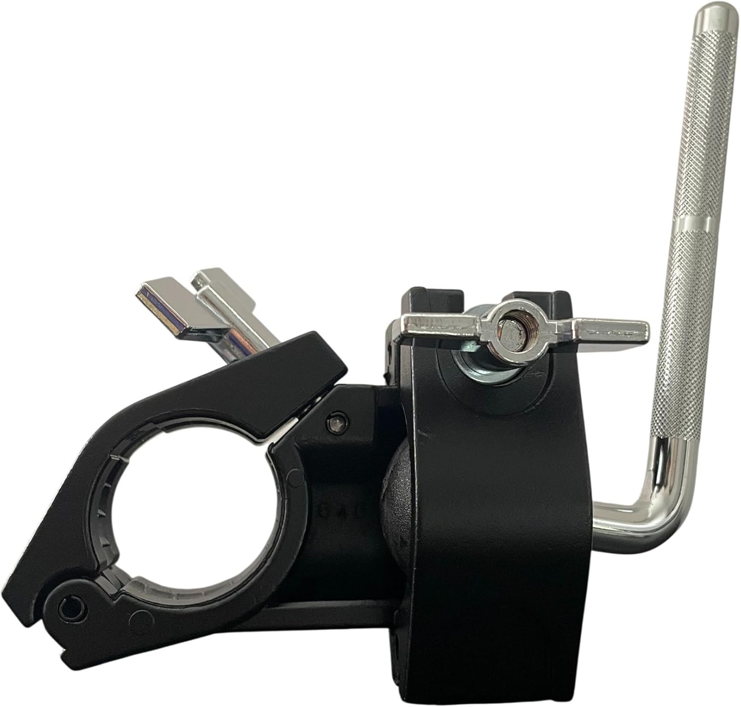 ROSS Drum Rack Clamp 1.5" with 10.5 mm Rotating L-Rod and Ball Joint for Cowbell, Jam Block, Tambourine and e-Drum Pad
