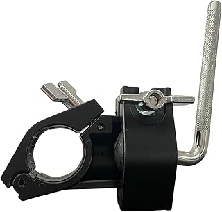 ROSS Percussion Drum Rack Clamp 1.5″ Multi-Purpose Adjustable Cowbell & Accessory Mount with 10.5 mm Rotating L-Rod & Ball Joint – Heavy-Duty Drum Hardware for Tambourine, Jam Block, e-Drum Pad