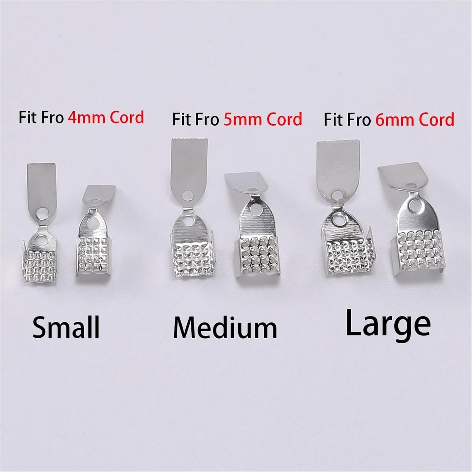 Fold Over Cord Ends 1000pcs Fold Over Cord End Cap Fastener Crimp Clip Connector DIY Findings Supplies for Jewelry Making(Silver,5mm)