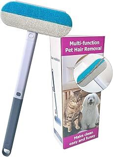 Pet Hair Remover for Furniture, Reusable 17-Inch Multifunctional Cat and Dog Hair Removal Tool, Extra Long Handle, Gentle on Couch, Carpet, Clothes, Bedding, Tile, Car Seats
