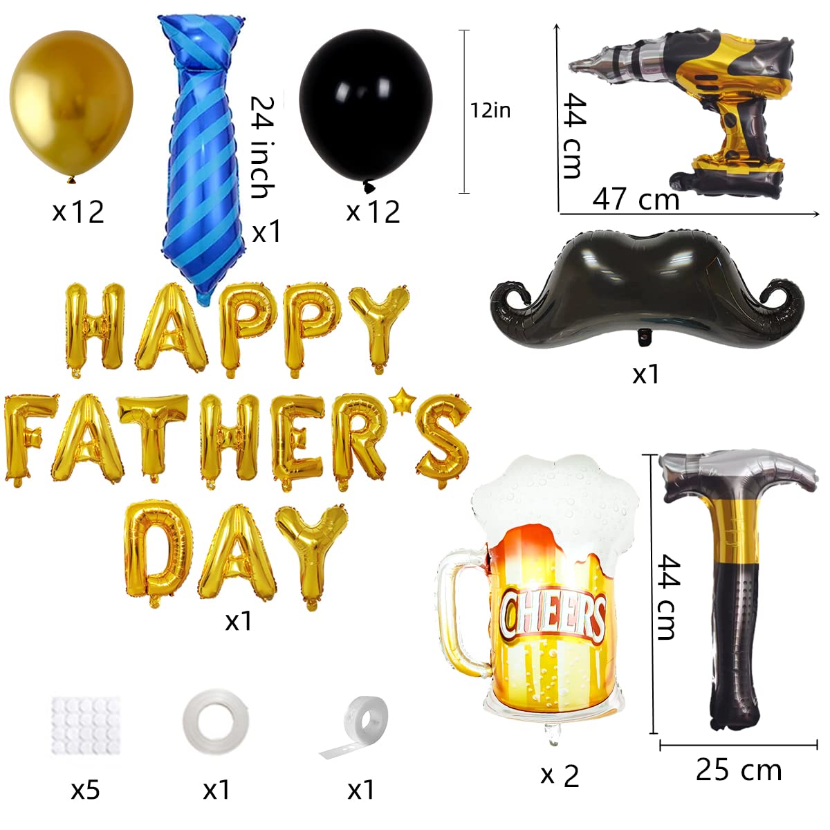 Happy Father's Day Aluminum Foil Balloon Set 16 Inches Letter Balloon Decoration for Father's Day Party (Tool Set)