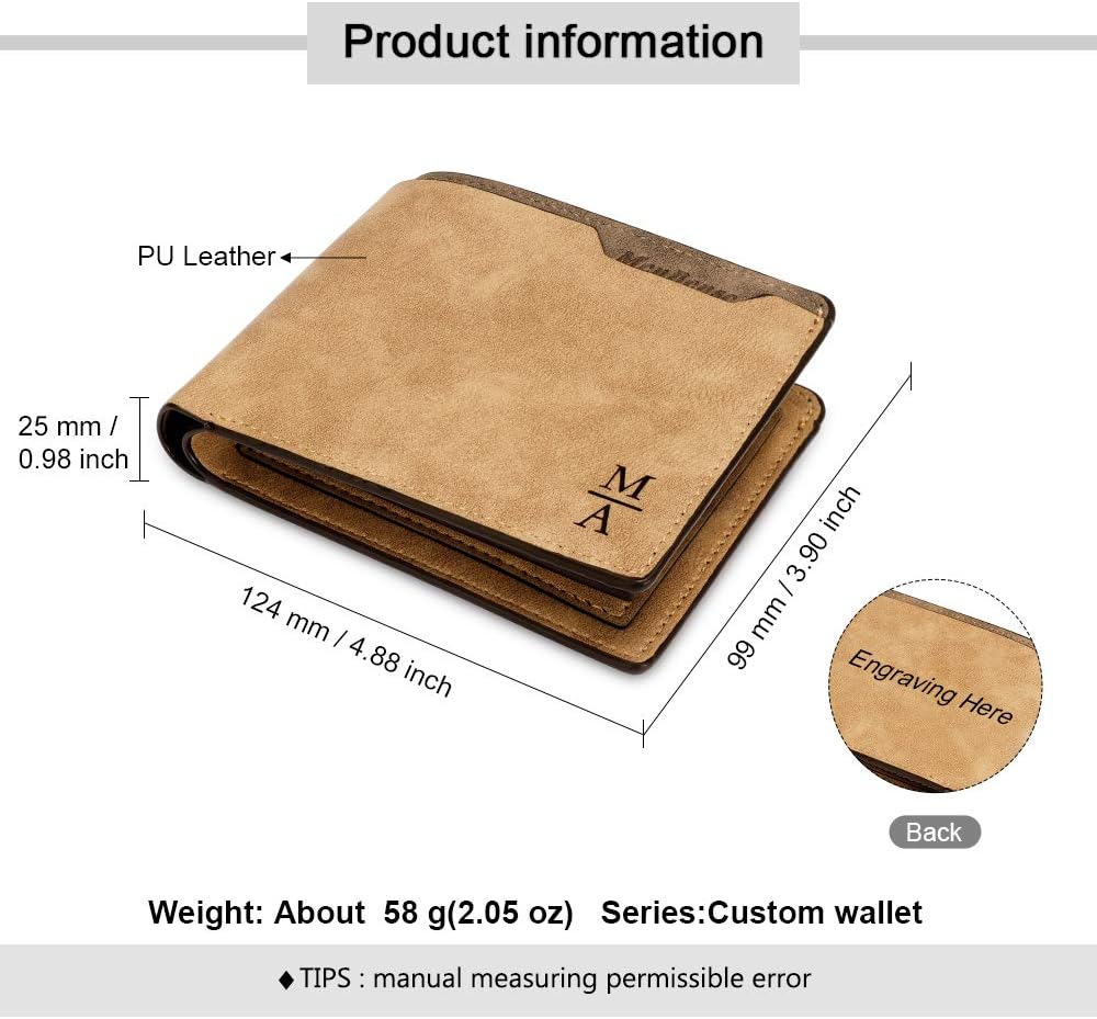Nobelook Custom Engraved Wallet Personalized Picture & Text Bifold Leather Wallet for Men Dad Husband Boyfriend Gift (Style 4)