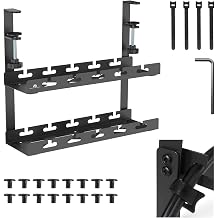Maclean MC-104 B, 2 levels, 40 cm, black, robust clamp fastening, ABS steel, 5 kg load capacity, socket strip, cable grommets and Velcro fasteners included