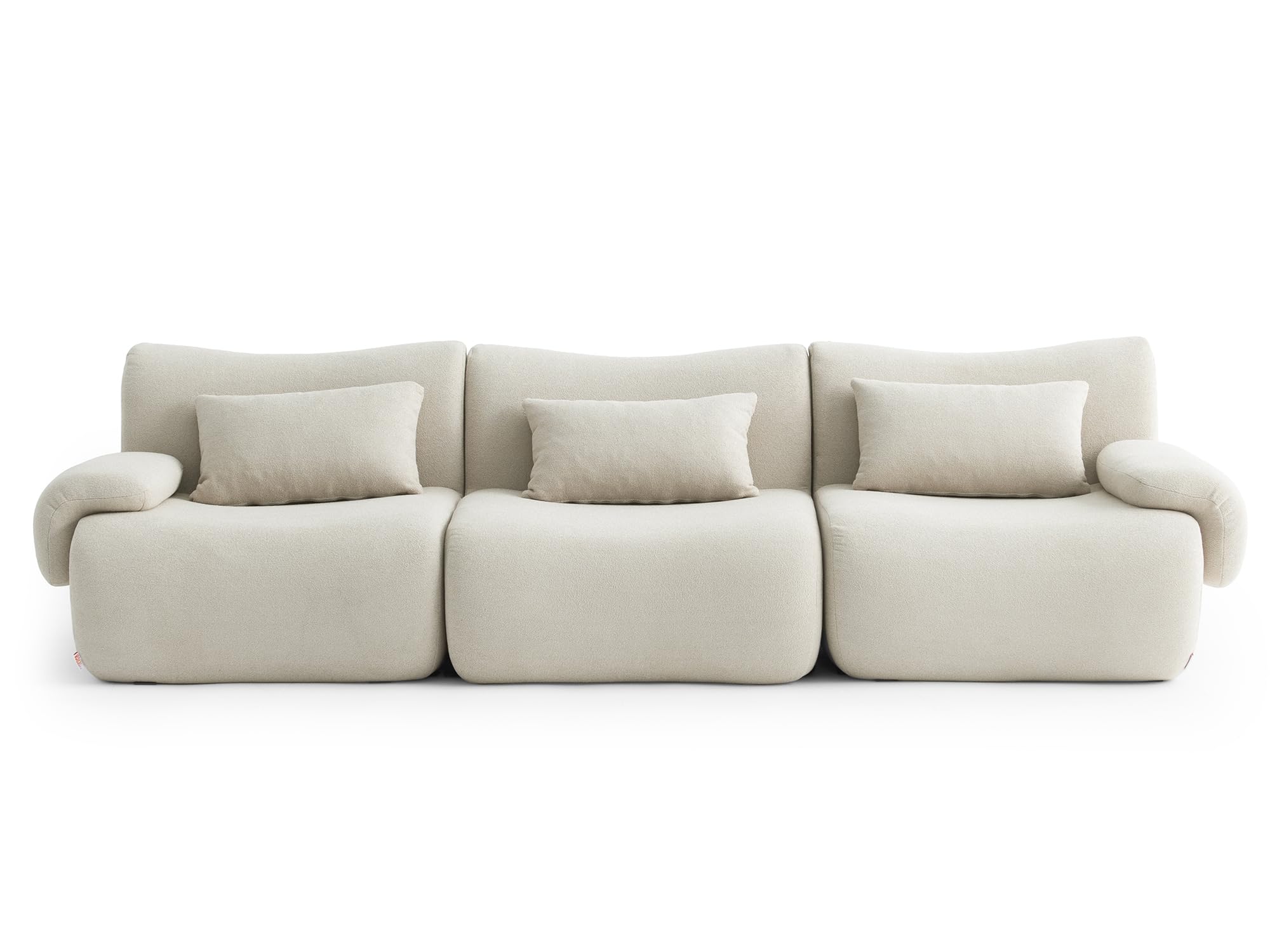 Modułowa sofa 3-osobowa, materiał Bouclé, zdejmowane poszewki na poduszki (kolor kremowo-beżowy, 3-osobowy)