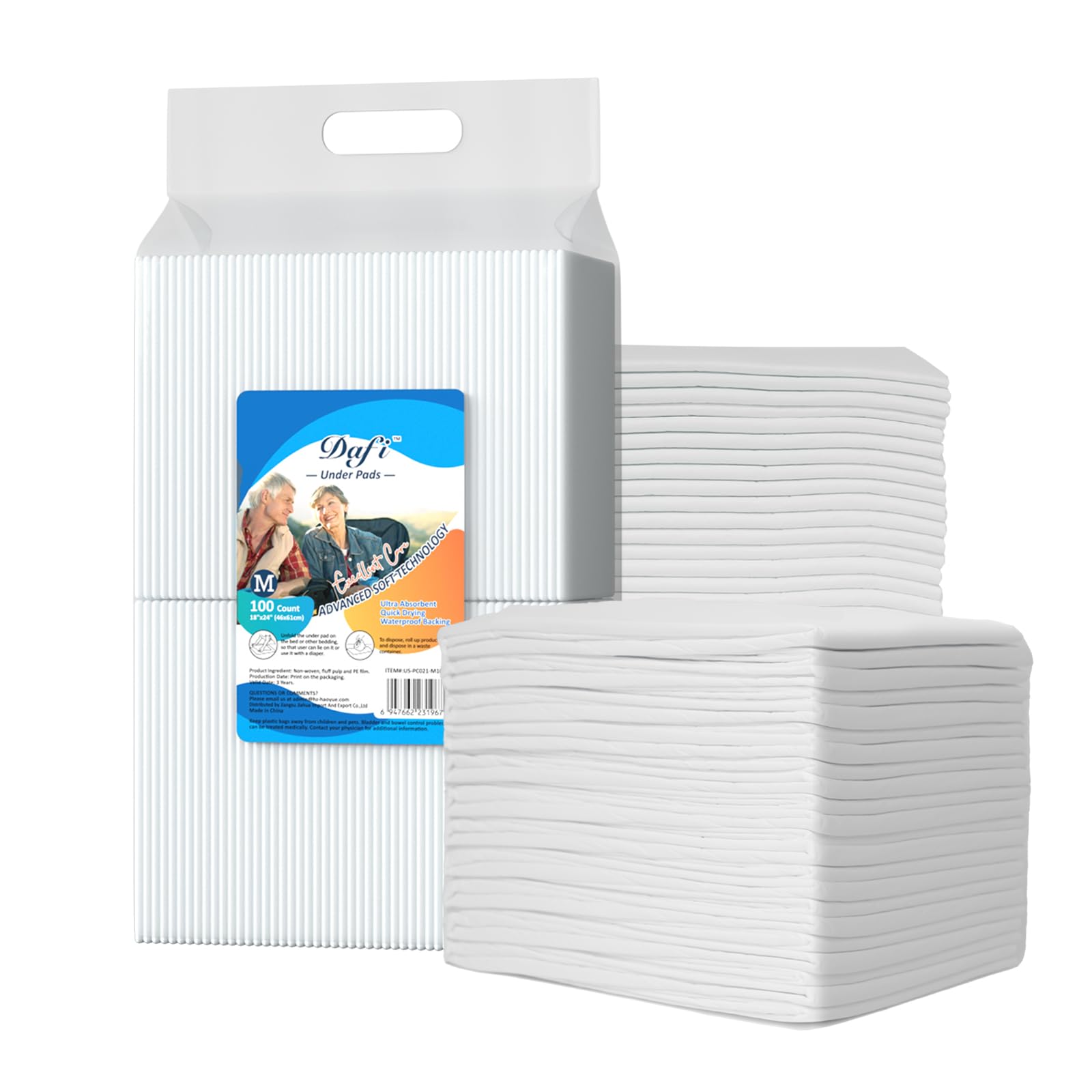 DAFI Disposable Changing Pads for Baby 18”x 24”(100 Count) Incontinence Bed Pads Thick Underpads, Effective Odor Control Pee Pads, Chucks Pads, Super Absorbent Protection for Elderly, Adults