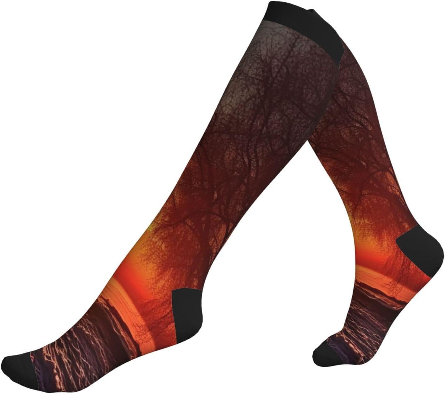 Sunset Compression Socks For Women Men 15-20mmhg Graduated Support Circulation Knee High Socks For Nurses Athletic