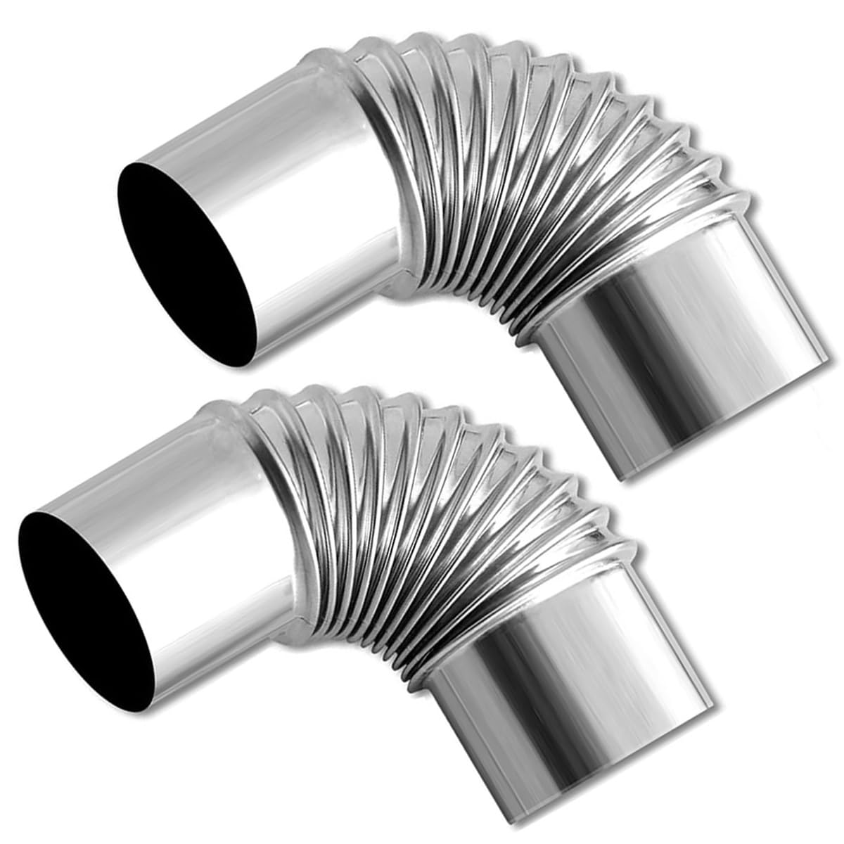 Codo de 90° de 12 cm, 2 Piezas de Acero Inoxidable para Estufa, Tubo de Escape, Codo roscado para Chimenea, Resistente al Calor.