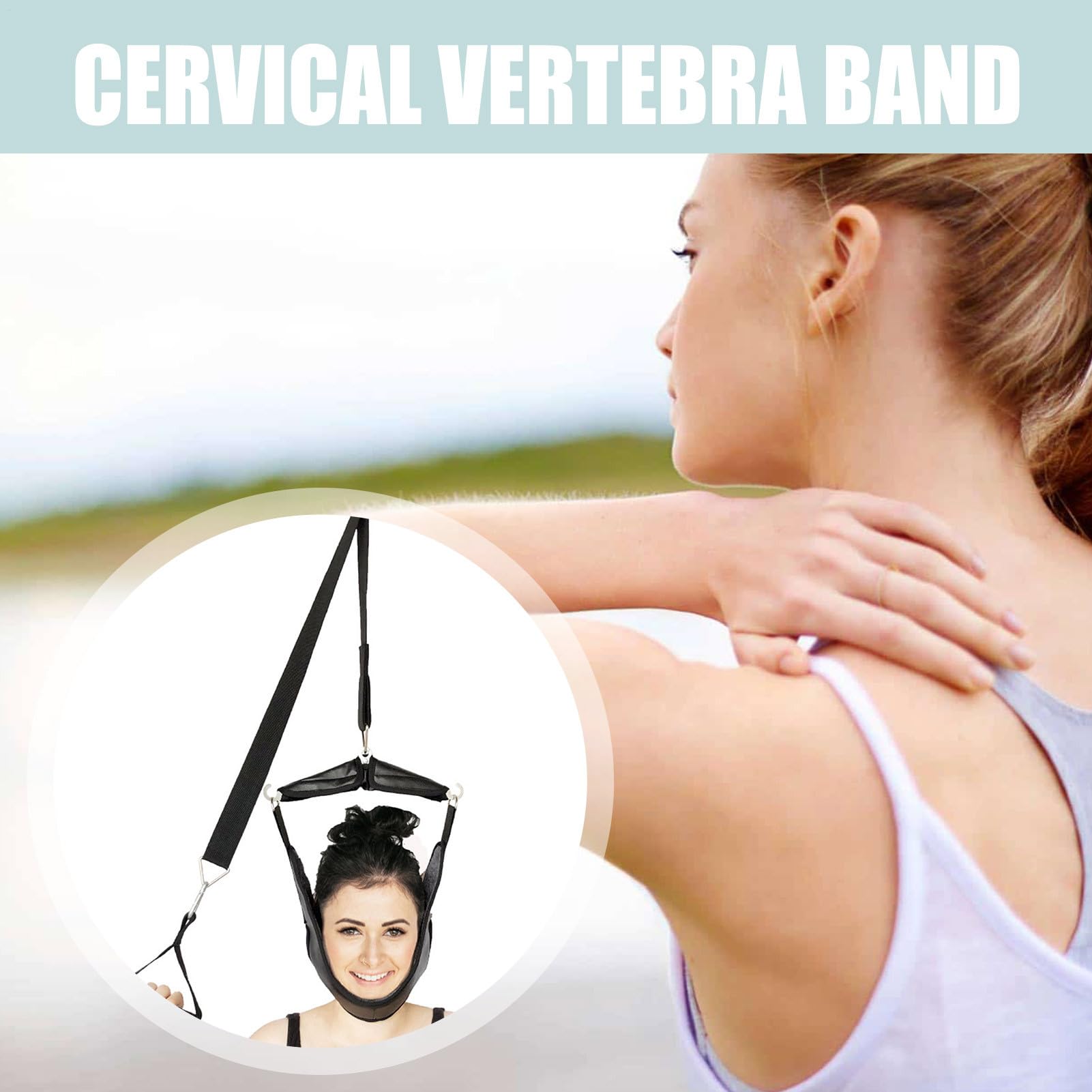 Generisch Dispositivo di trazione cervicale, estensore per il collo, trazione cervicale, decompressione chiropratica, impugnatura comoda, dispositivo di trazione con sottogola per dolori al collo,