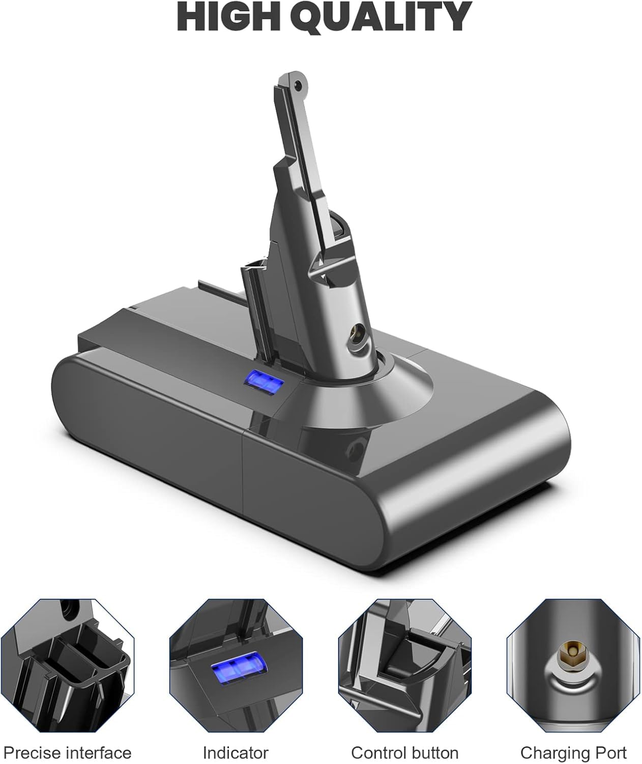 V8 Akku für Dyson, Powtree Ersatzakku für Dyson SV10 Kompatibel mit V8 Absolute Animal Fluffy Motörhead Exclusive Total Clean 215681 Staubsauger (2 Filter + 1 Schraubendreher + 3 Schrauben + 1 Bürste)