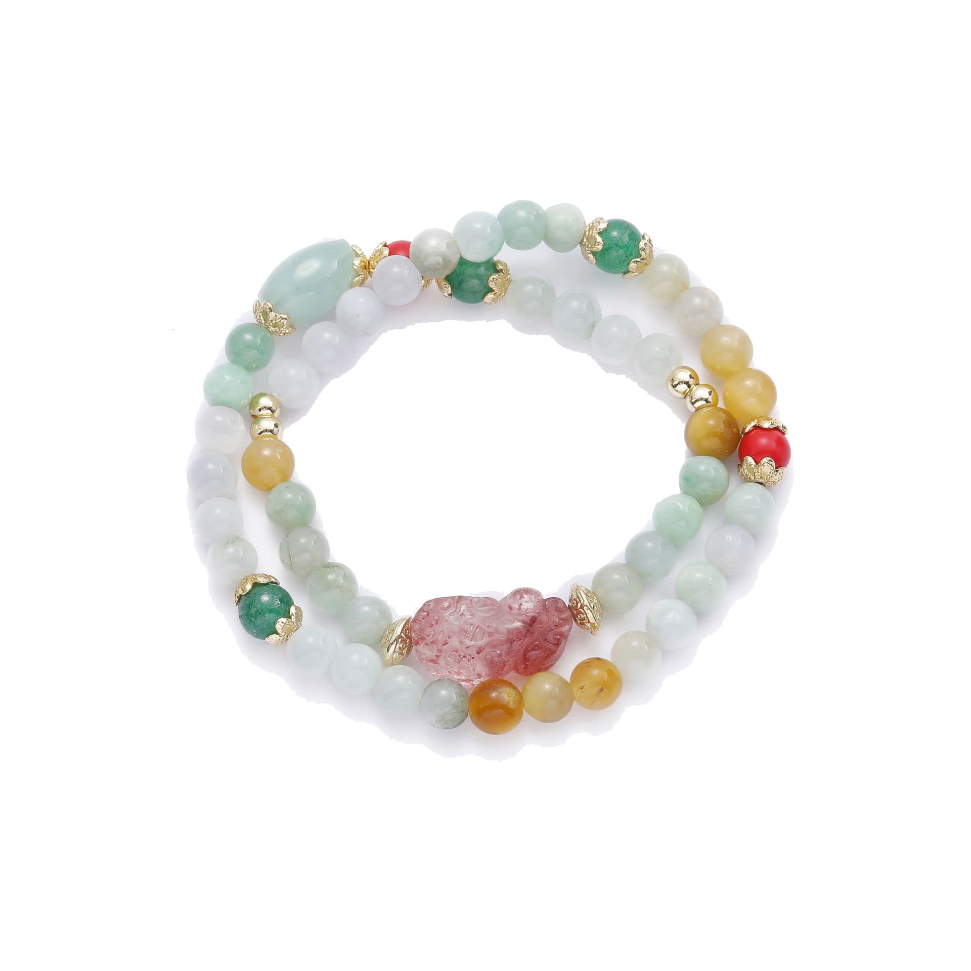 Pulsera de Perlas de Cristal de Oro de 14k, Pulsera de Cristal Jade apilada, Regalo de cumpleaños para Madre, Esposa, Novia, Regalo del día de la Madre