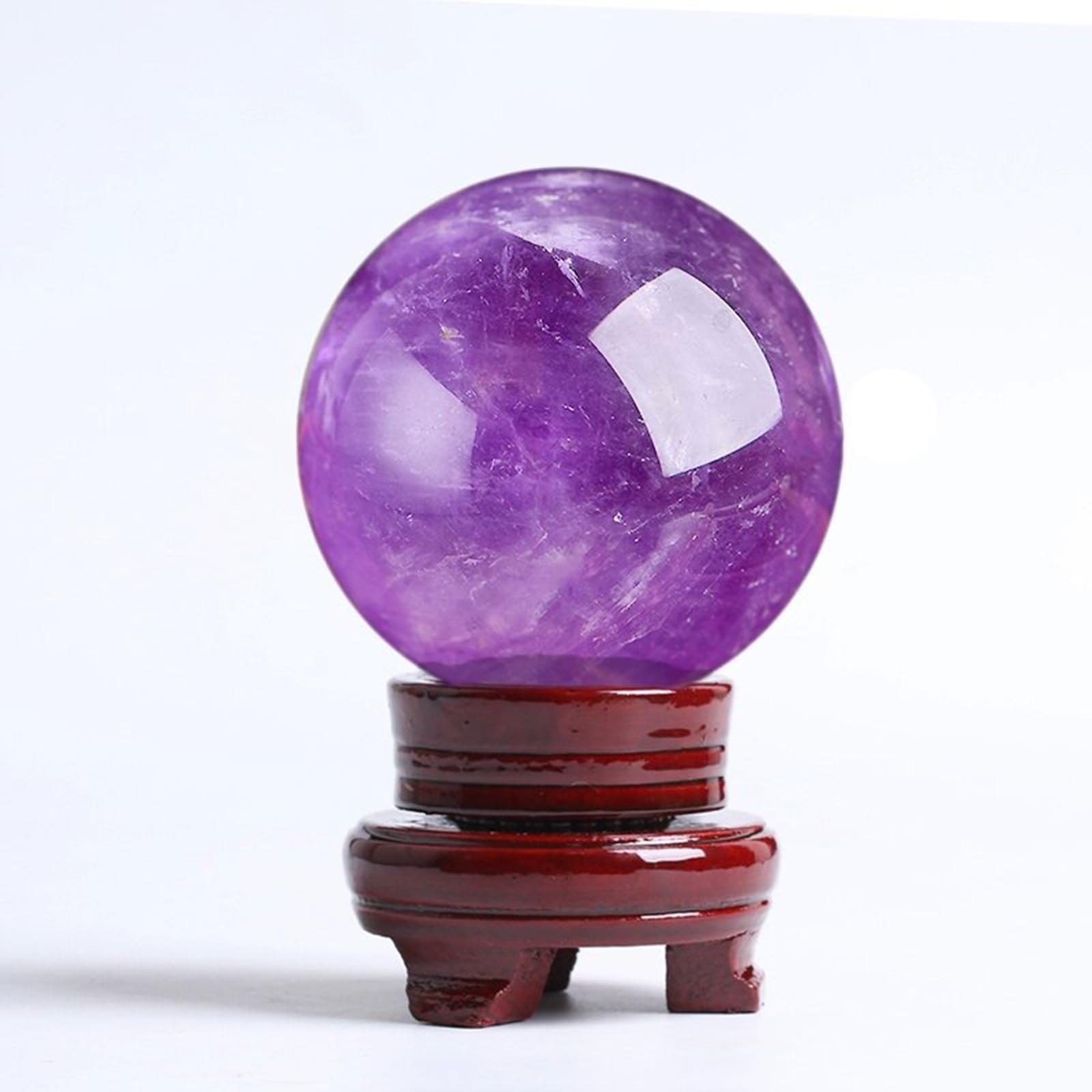 BJXKHFPIV Purple Crystal Sphere Amethyst Quartz Crystal Ball with Stand Ornament Witchcraft Decor, Spiritual Gift Idea,3cm