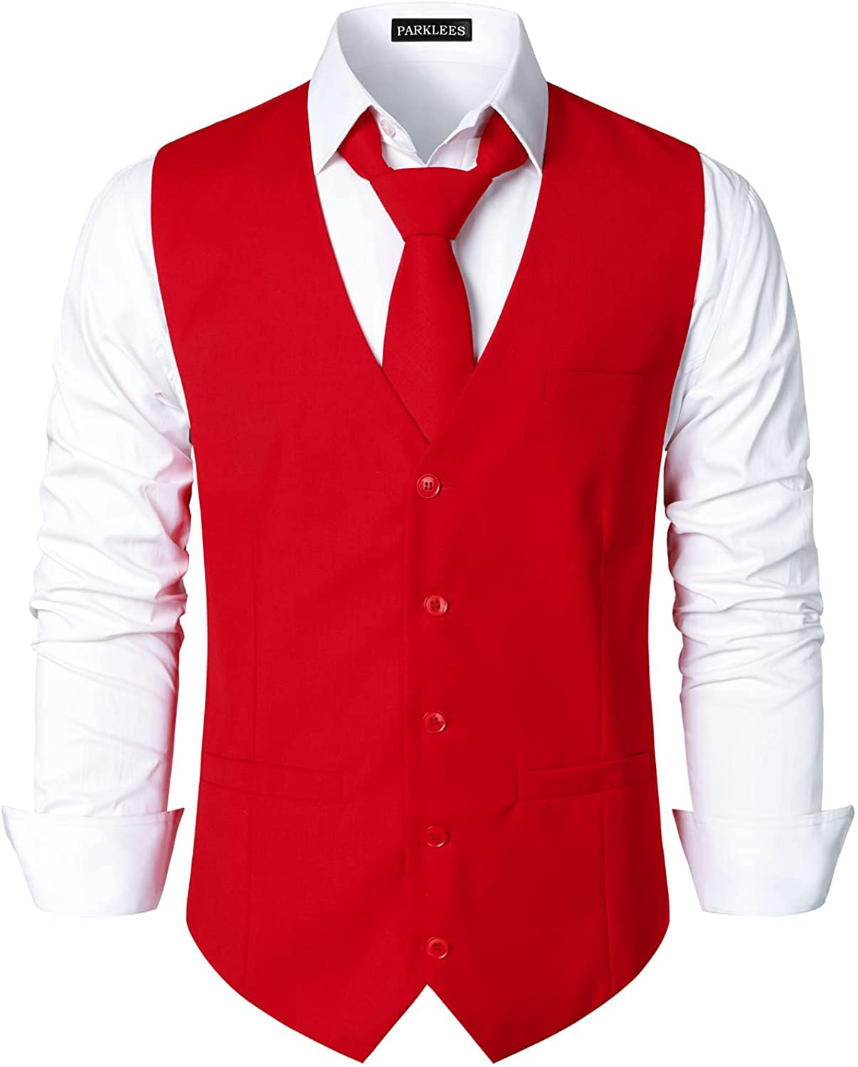 PARKLEES Gilet da uomo hipster urbano design business formale slim fit abito smoking gilet