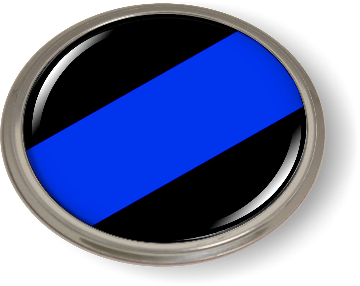 BestLicensePlateFrames Thin Blue LINE 3D Domed CAR Emblem Badge Sticker Round - Picture 6 of 18