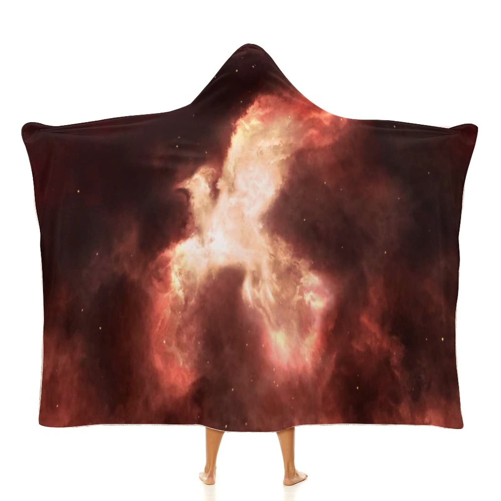 Firebird Phoenix Flames Winter Warm Hooded Throw Blanket Cozy Soft Arctic Velvet Wearable Blanket for Women Men 60"x80"