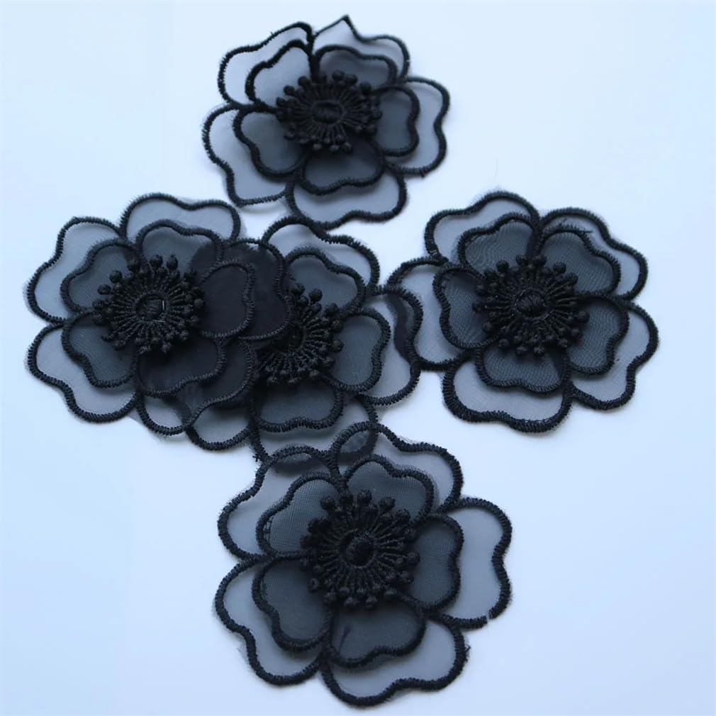 SUPERFINDINGS 4 Paia Di Applique Fiore Con Paillettes - Patch Colorate Per Decorare Abiti E Accessori - 3