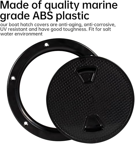 Miniatura 7 de Boat-Ready Black Round Non-Slip Inspection Hatches - Sizes 4", 6", 8" with Detachable Cover - ABS Plastic Screw Out Access Hatch Cover for Kayak,