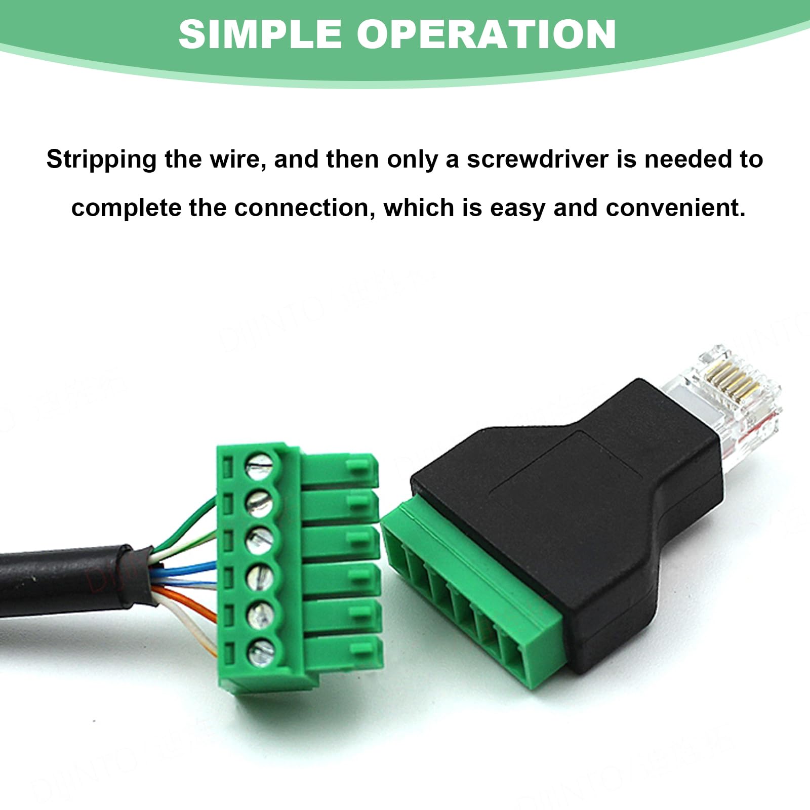 10 conectores modulares RJ12 6P6C macho a 6 pines terminales de tornillo, adaptadores, adaptadores CCTV para cable de auriculares Cat3 (10 unidades)