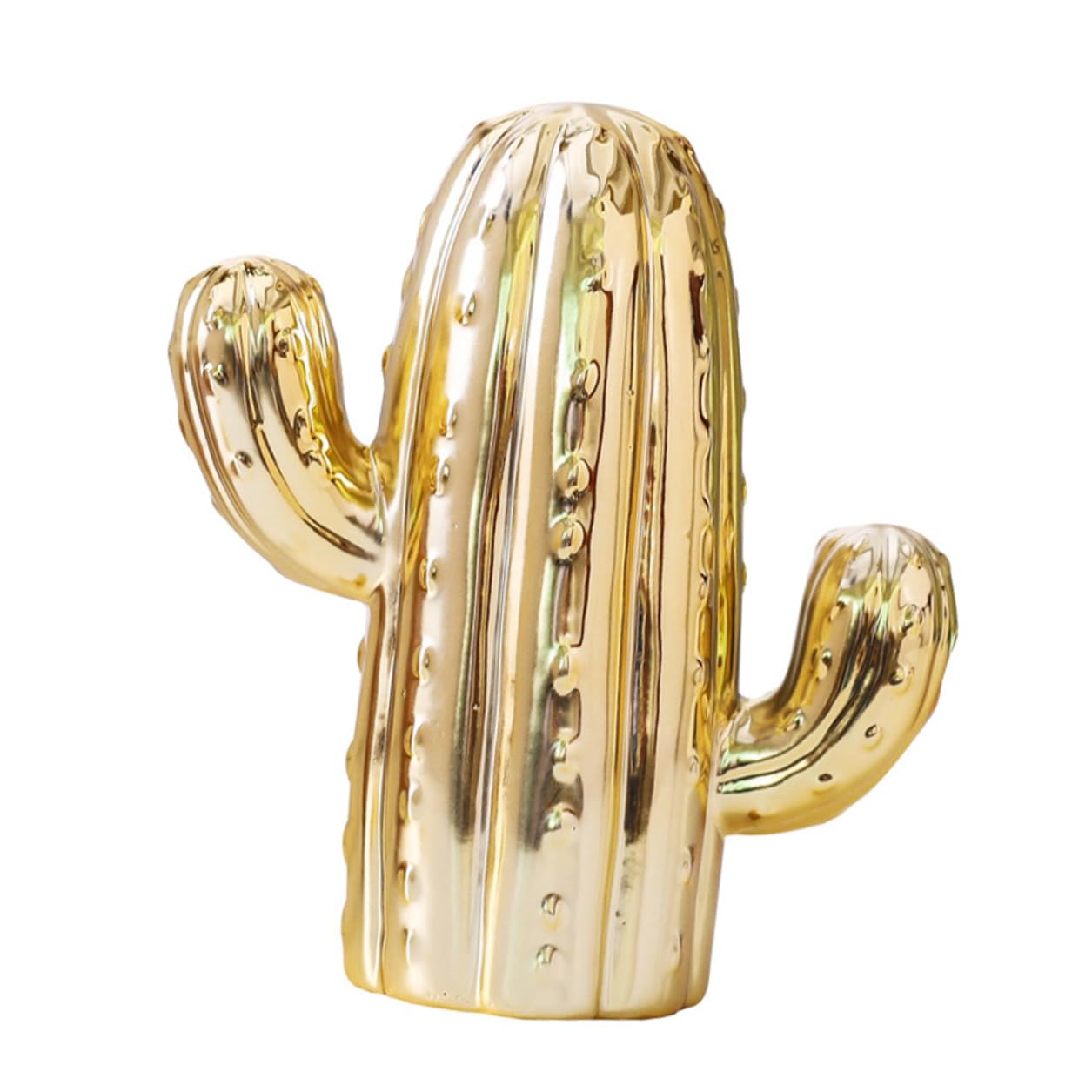 Gatuida Keramik Spardose Kaktus Desktop Spartopf Goldfarben Münzbehälter Heimornament für Wohnzimmer Dekoration und Foto Requisiten