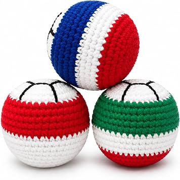 Crochet Footbags 3 Pack Durable Woven Cotton Hacky Kick Sack Juggling Balls