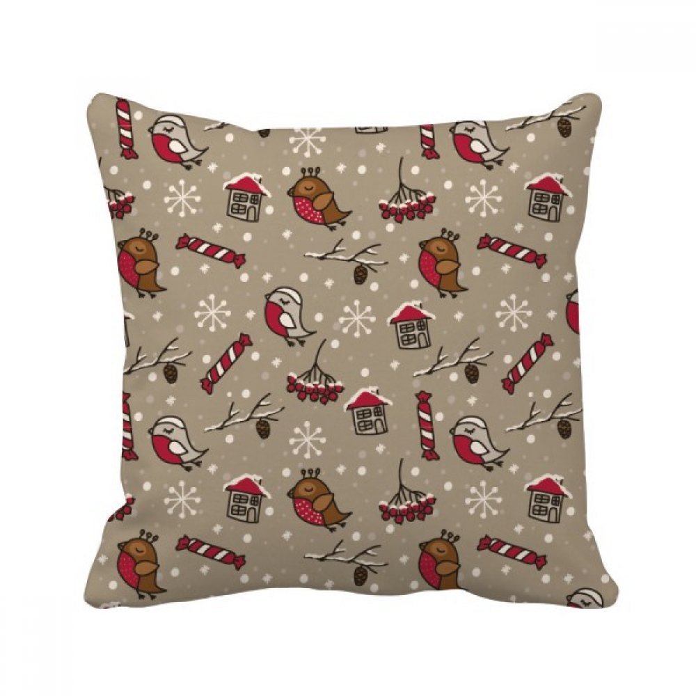 Coussin oiseau sucre neige maison leaf square oreiller insert cover multicolore